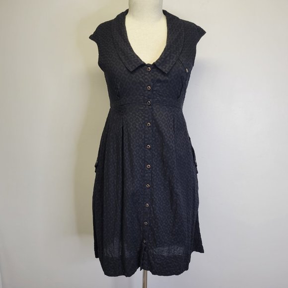 Anthropologie Postmark Womens US 10 Four Corners Shirt Dress Black Cotton Hi-Lo - Picture 2 of 12